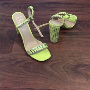 Size 10 women high heel shoes neon green